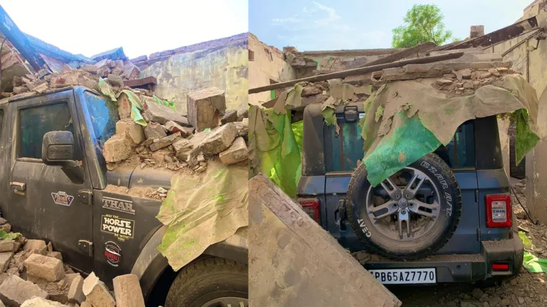 Garage Roof Collapses on Mahindra Thar