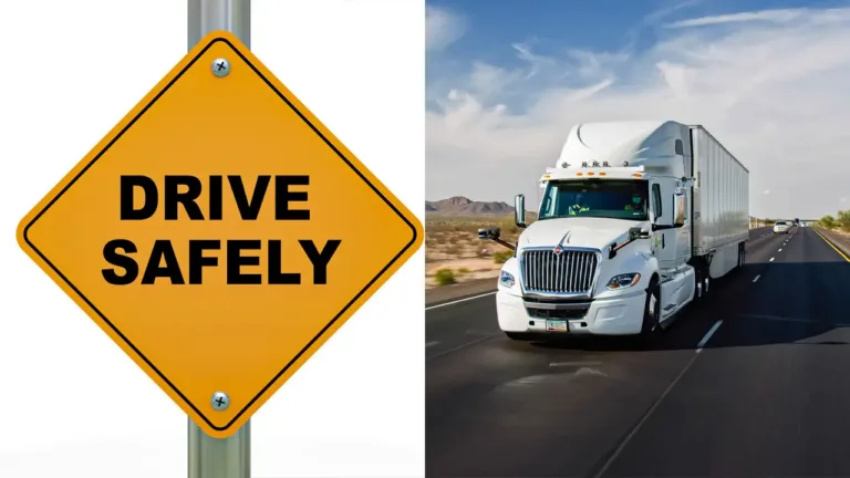 When sharing the road with large trucks, what critical safety tips should drivers know
